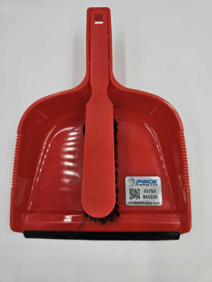 DUSTPAN & BRUSH SET - RED (STIFF BRISTLE)
