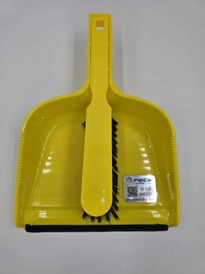DUSTPAN & BRUSH SET - YELLOW (STIFF BRISTLE)